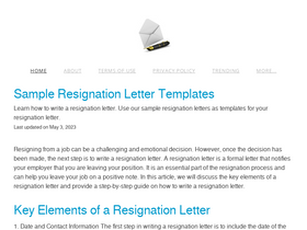 'sample-resignation-letters.com' screenshot
