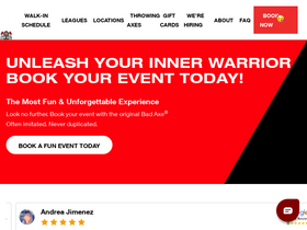 'badaxethrowing.com' screenshot