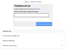 'vzdialenosti.sk' screenshot