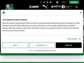 'sassuolocalcio.it' screenshot