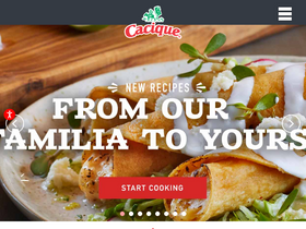 'caciquefoods.com' screenshot