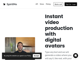 SpiritMe - Create personalized AI avatar videos effortlessly for engaging content.