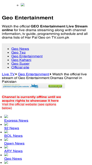 Geo entertainment live discount streaming