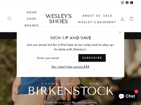 wesleyshoes.com homepage screenshot