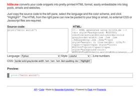 'hilite.me' screenshot