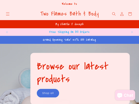 twoflamesbathbody.com homepage screenshot