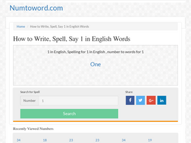 'numtoword.com' screenshot