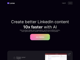 Lunaa - Create better LinkedIn content 10x Faster with AI.