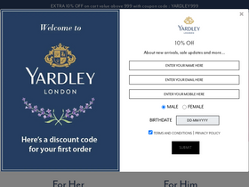 Yardley London India website screenshot