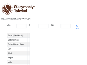 'suleymaniyetakvimi.com' screenshot