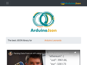 'arduinojson.org' screenshot