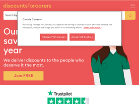 'discountsforcarers.com' screenshot