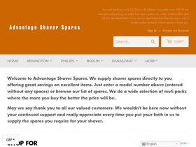 Advantage Shaver Spares homepage screenshot