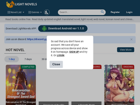'lightnovels.live' screenshot