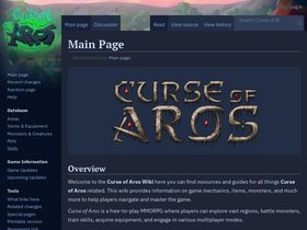 'curseofaros.wiki' screenshot