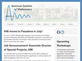 'aimath.org' screenshot
