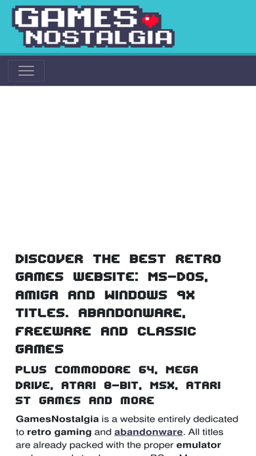 GamesNostalgia - Retro games, abandonware, freeware, Amiga & MS-DOS games  download for PC and Mac