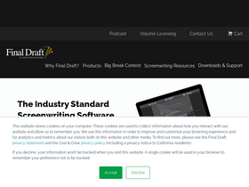 'finaldraft.com' screenshot