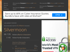 'wowrealmpopulation.com' screenshot