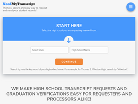 'needmytranscript.com' screenshot