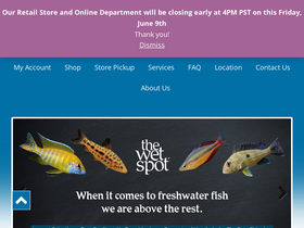 'wetspottropicalfish.com' screenshot