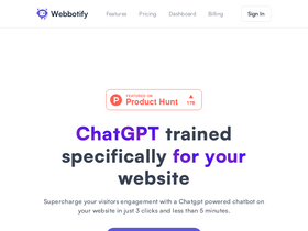 Webbotify - Elevate website interaction with AI-powered, tailored conversational chatbots.