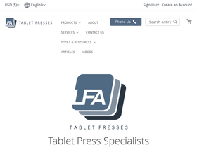 'lfatabletpresses.com' screenshot