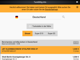 'tankbillig.info' screenshot