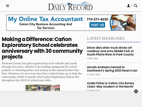 'canoncitydailyrecord.com' screenshot