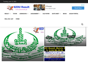 'aiouresult.pk' screenshot