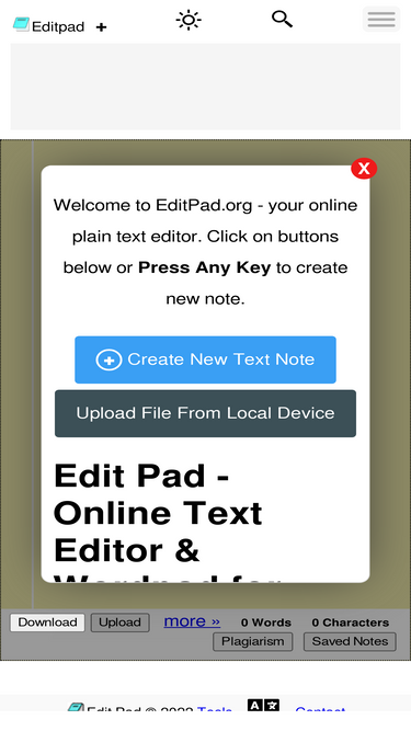 Edit Pad - Editor de Texto Online e Wordpad (Notepad) para Notas