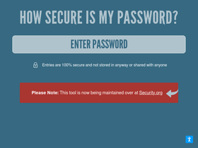 'howsecureismypassword.net' screenshot