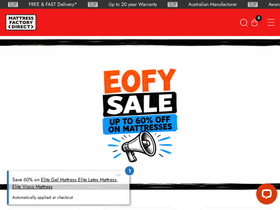 mattressfactorydirect.com.au homepage screenshot