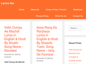 'lyricsset.com' screenshot