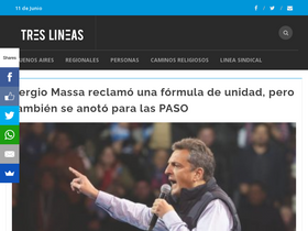 'treslineas.com.ar' screenshot