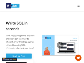 AI2sql - Enable non-engineers to write efficient SQL queries without knowing SQL.
