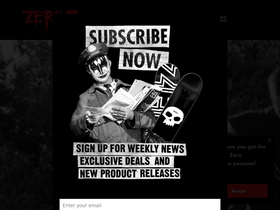 'zeroskateboards.com' screenshot