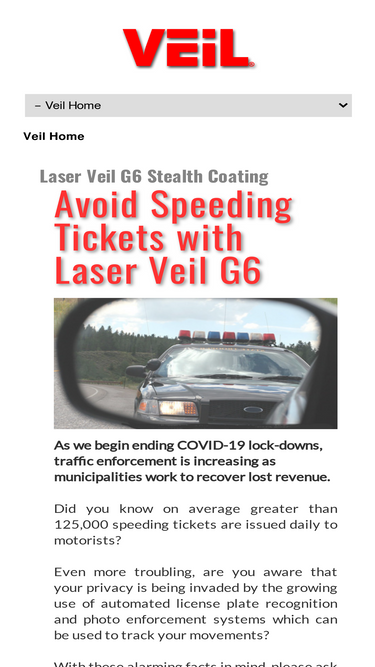 Beat Speeding Tickets with Veil G6 Anti-Laser Stealth Coating