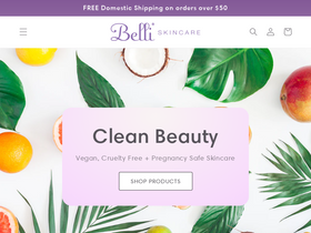 Belli Skincare homepage screenshot