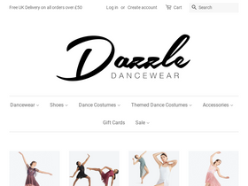 Dazzle Dancewear homepage screenshot