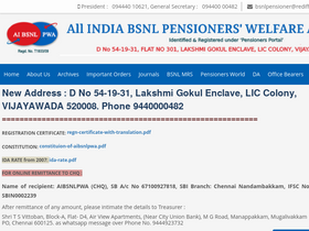 'bsnlpensioner.in' screenshot