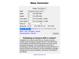 'mazegenerator.net' screenshot