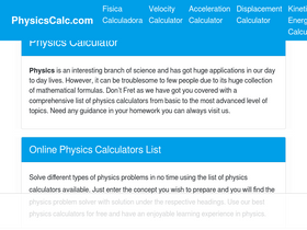 'physicscalc.com' screenshot