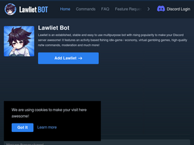 'lawlietbot.xyz' screenshot