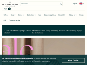 The Gift Label homepage screenshot
