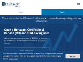 'renasantbank.com' screenshot