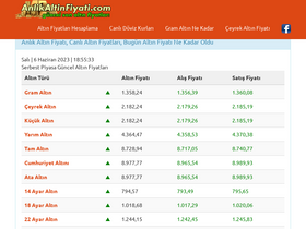 'anlikaltinfiyati.com' screenshot