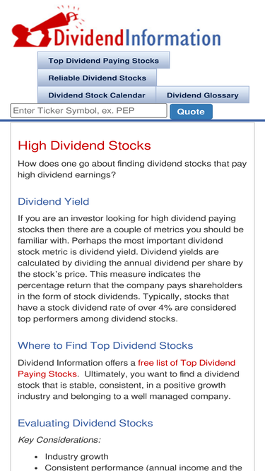dividendinformation.com