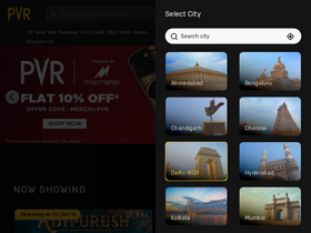 'pvrcinemas.com' screenshot
