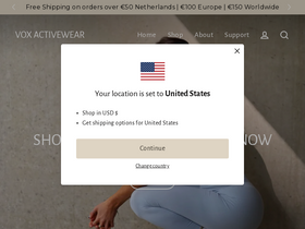 Voxactivewear homepage screenshot